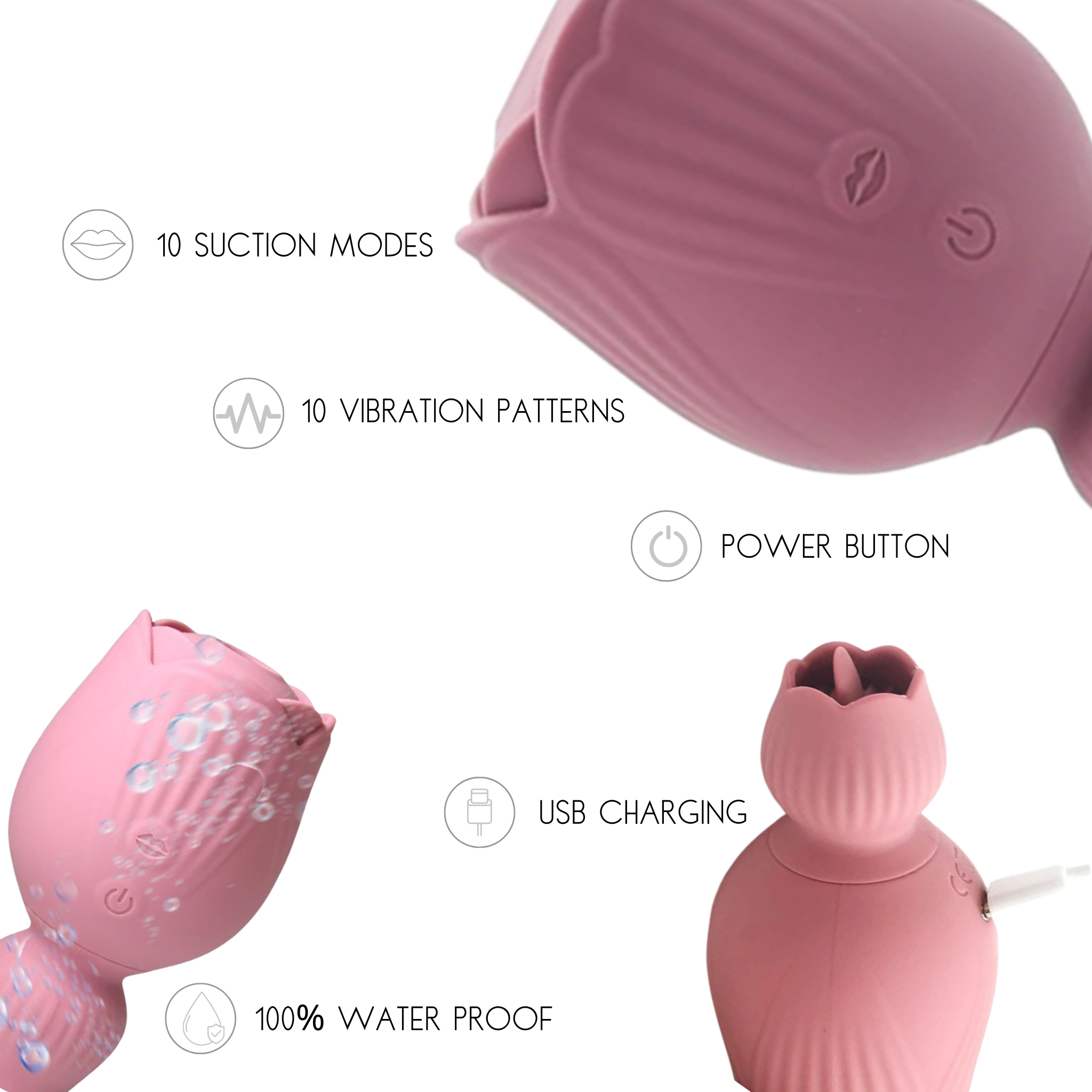 Flora Twirl-OG | Suction & Tongue Rose Vibrator | G Spot Clit Stimulator Masturbator Vibrator Sex Toys For Women for $49 – Best Sex Toys from Ecsta Care